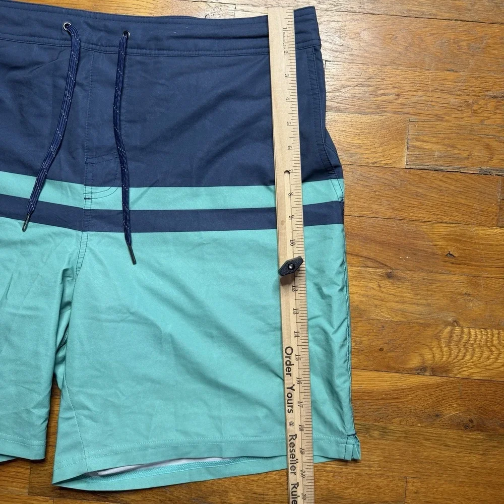 Fair Harbor Ozone Board Short Swim Trunks Blue Teal Stripes Lined Men's Size 3XL